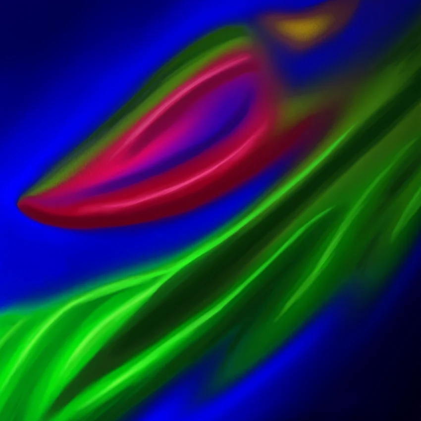 Abstract. Pink flower with green stem on blue background